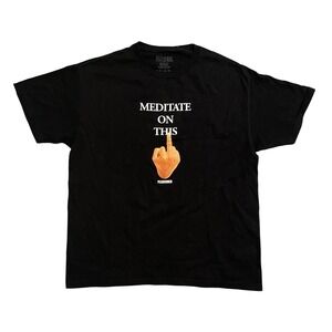 Pleasures Meditate On This Middle Finger Graphic T-Shirt XL Black Streetwear
